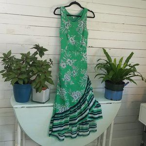 Sandra Darren Sleeveless Green Tropical Dress